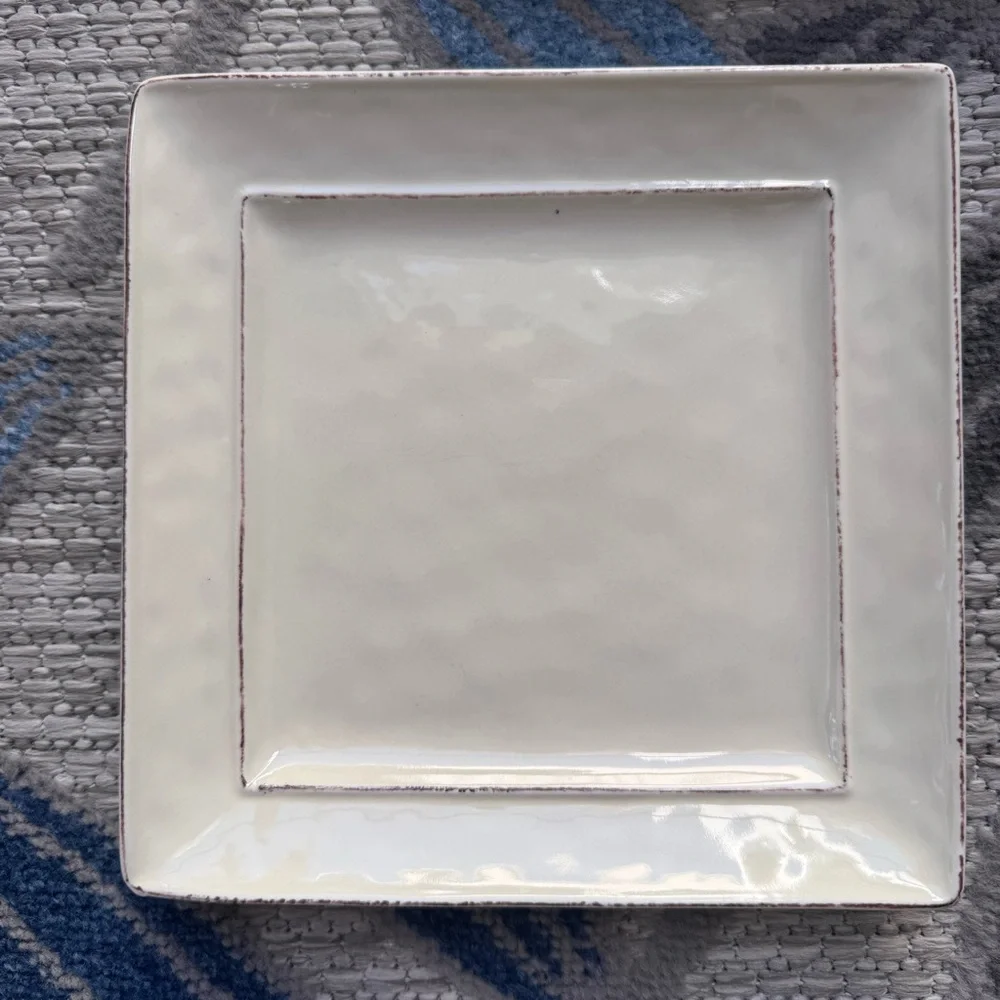 Pier 1 Imports Martillo Crème Brûlée Small Square Plate Set Distressed Off White